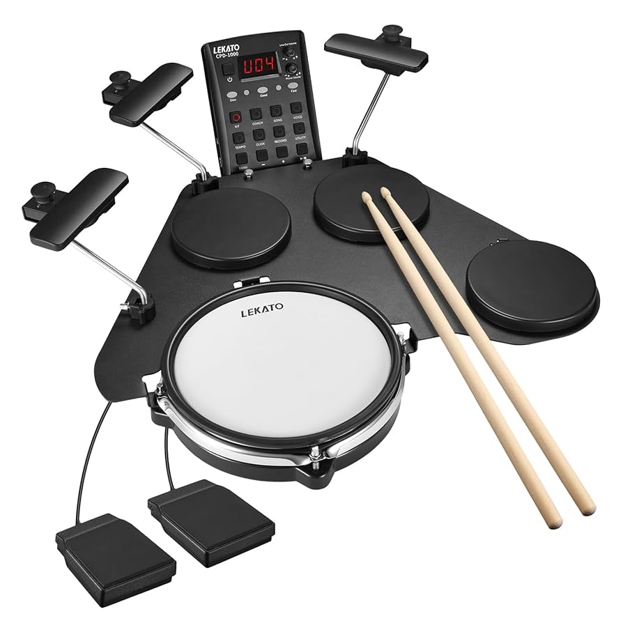 Amazon | LEKATO 電子ドラムセット 静音メッシュ 折りたたみ式